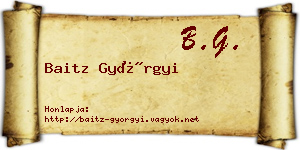 Baitz Györgyi névjegykártya